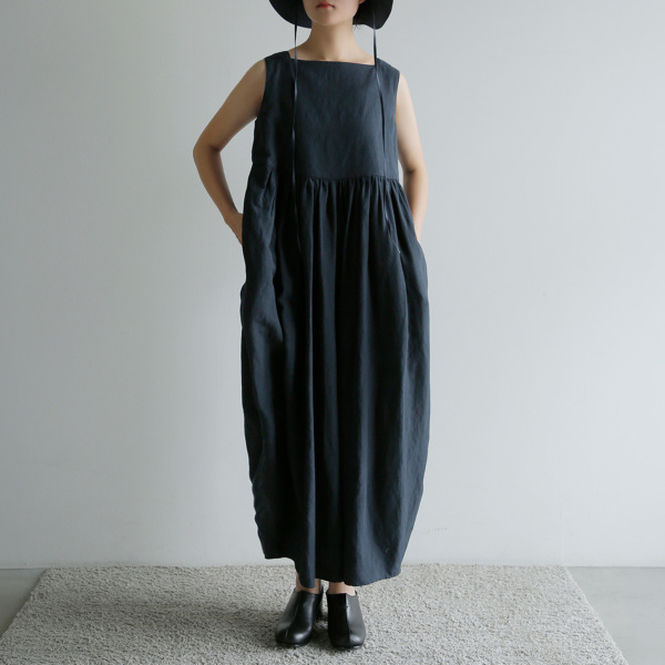 TENNE HANDCRAFTED MODERN ビスコース リネン ノースリーブ コクーン ドレス