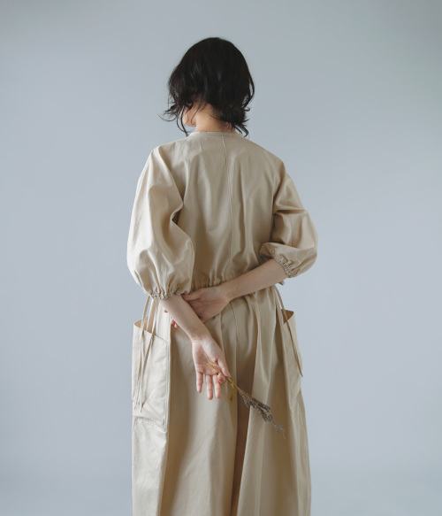 TENNE HANDCRAFTED MODERN テンハンドクラフテッドモダン コットン サテン ボリュームスリーブ オールインワン “volume  sleeve all-in-one” 0025o | iroma..aranciato