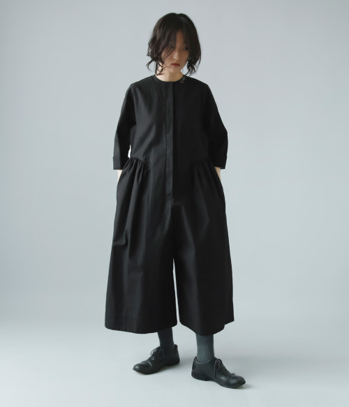 TENNE HANDCRAFTED MODERN テンハンドクラフテッドモダン コットン サテン サイド ギャザー オールインワン “side  gather all-in-one” 0034o | iroma..aranciato