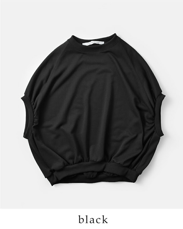 コグザビッグスモーク　ワイド スウェット ギャザー カットソー シャツ　黒 コグザビッグスモーク ワイド スウェット ギャザー カットソー シャツ