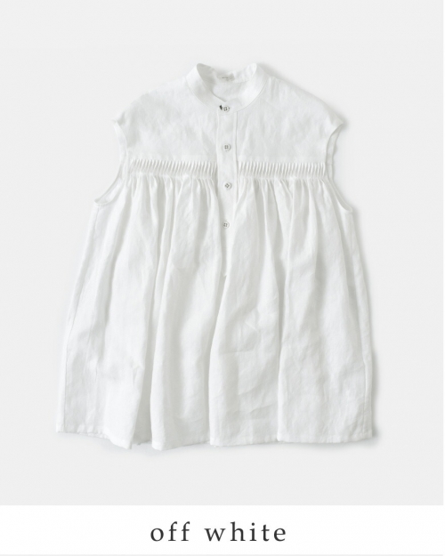 Scye サイ オーガニック リネン ピンタック スリーブレス シャツ 1224