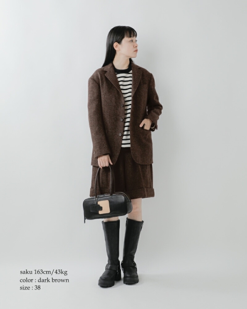 美品✨45R シェットランドニットツイードのジャケット　ヘリンボーン　ネイビー 定番】LOVAT LAVEROCK TWEED ヘリンボンツイードジャケット