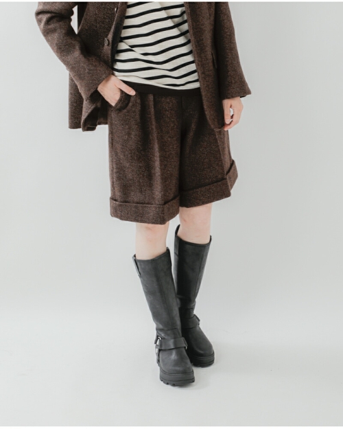 Scye サイ ウール シェットランド ヘリンボーン ツイード ショート