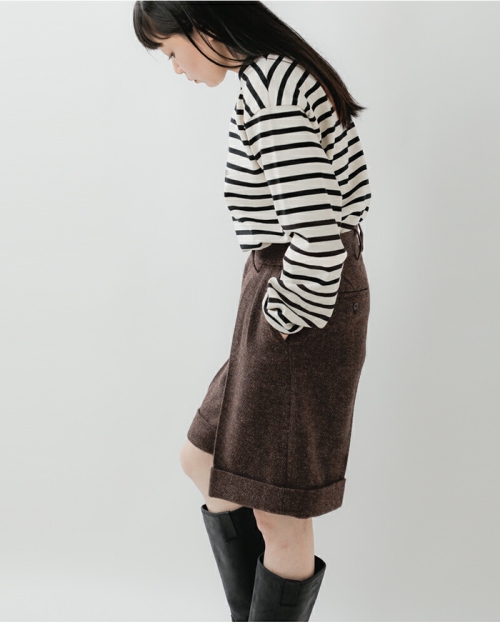 Scye サイ ウール シェットランド ヘリンボーン ツイード ショート