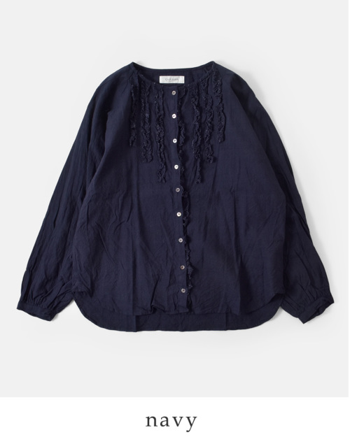 GUPTIHA グプティハ ハンド スパン コットン リネン フリル ブラウス