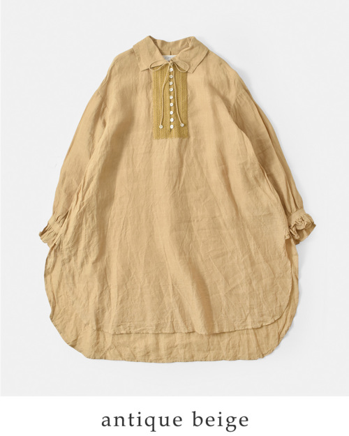 GUPTIHA グプティハ ボサムシャツチュニック インド製 手織りリネン 定価46200円 葉刺し ノット刺繍 25SS ブラック レディース【中古】6-0203M♪ GUPTIHA グプティハ 手織り リネン ボサム チュニック シャツ 13202