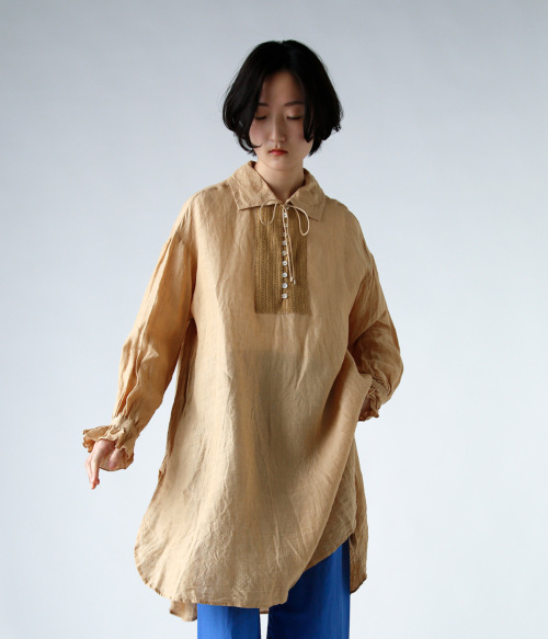 GUPTIHA グプティハ 手織り リネン ボサム チュニック シャツ