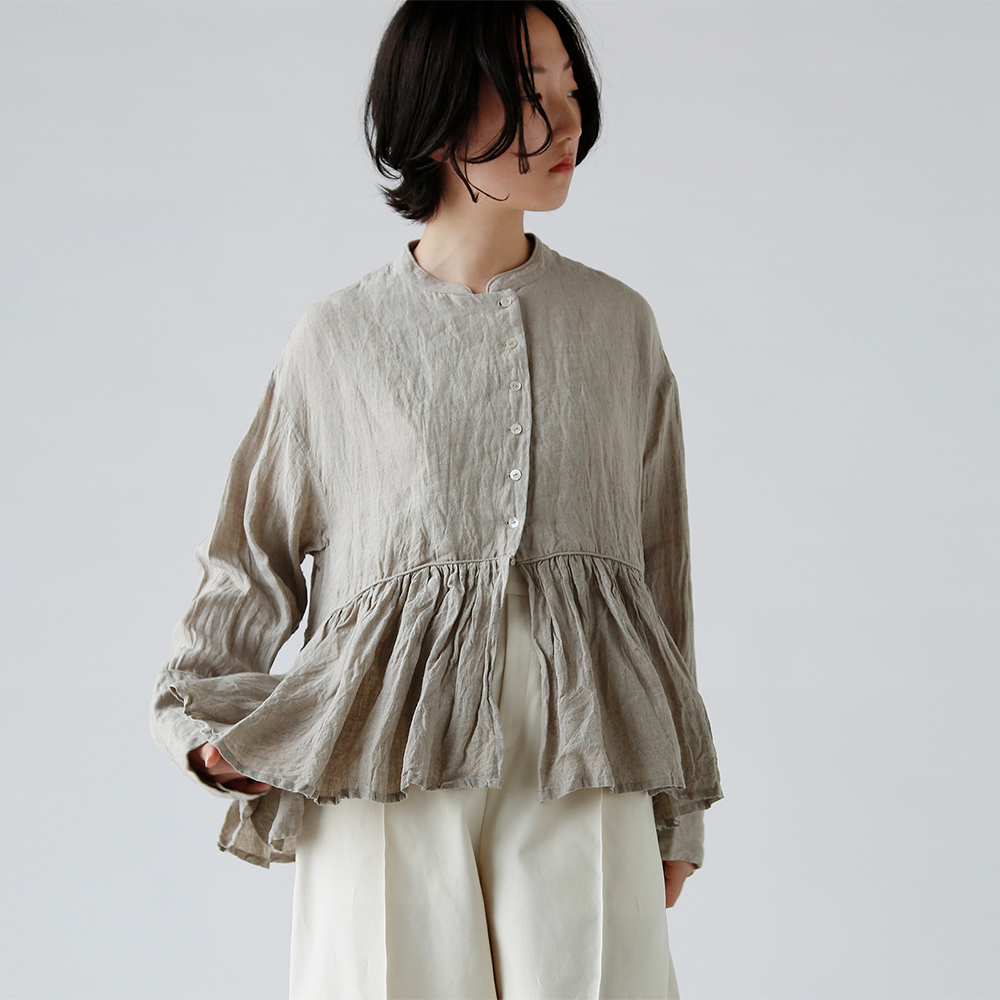 GUPTIHA グプティハ 手織り リネン スタンド シャツ ジャケット 13412