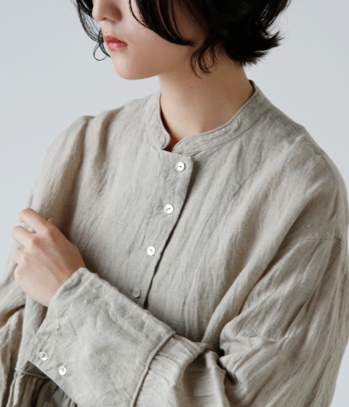 GUPTIHA グプティハ 手織り リネン スタンド シャツ ジャケット 13412