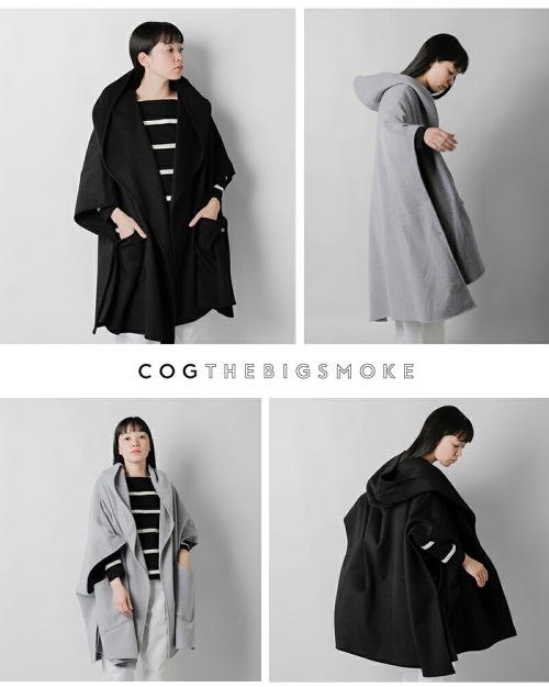 ✨美品✨コグザビッグスモーク　フーデットケープ　ポンチョ　日本製 COGTHEBIGSMOKE コグザビッグスモーク GITTY HOODED CAPE ダブル