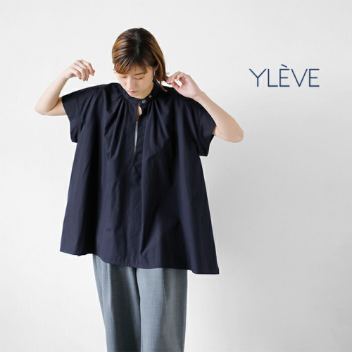 c*o様 ブリエンヌ×イレーヴ　スーピマコットンタイプライターブラウス　ネイビー YLEVE イレーヴ ブリエンヌ コットン タイプライター ブラウス