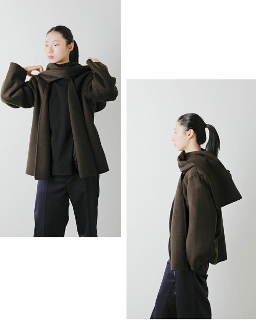 YLEVE イレーヴ SUPER100s ウール ダブルクロス フーデッドコート