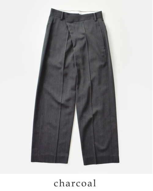 YLEVE 2/72 WOOL TRICHOTINE TROUSERS 5グレー YLEVE イレーヴ ウールトリコチン タック トラウザー パンツ “2/72