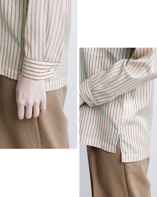 YLEVE イレーヴ ストライプ パジャマシャツ ACETATE CUPRA STRIPE