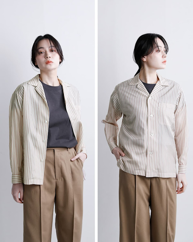 YLEVE イレーヴ ストライプ パジャマシャツ ACETATE CUPRA STRIPE