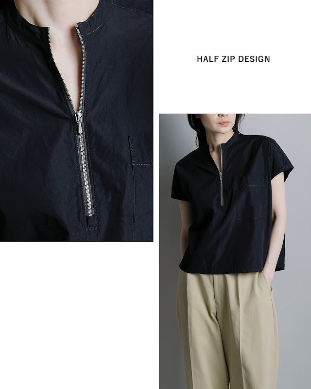YLEVE イレーヴ コットン ハーフジップシャツ COTTON CUPRA HALF ZIP