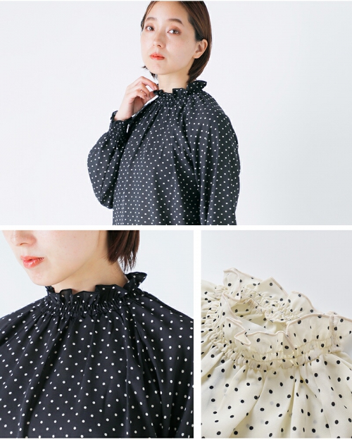 Si-Si-Si スースースー ドット シャーリング ブラウス “SHIRRING
