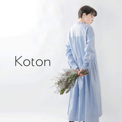 koton ハンドプリント　レーヨンシルク ネイビー ワンピース　コトン