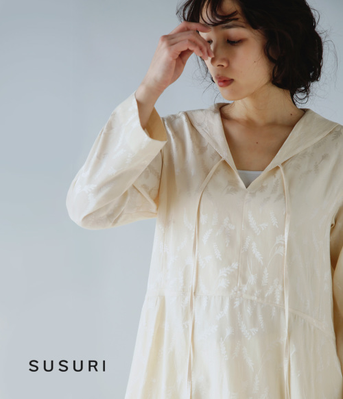 susuri ススリ リーフ 刺繍 トラペーズ ドレス 23-207 | iroma..aranciato