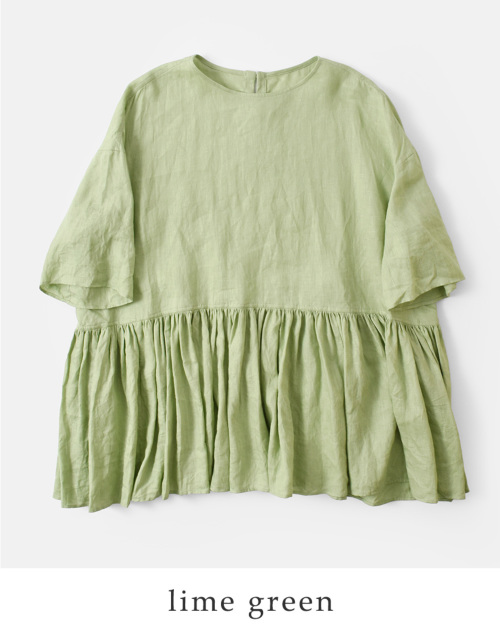 suro スロ リネン ウエスト切替 ギャザー プルオーバー 240301