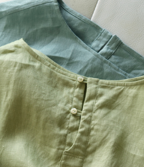suro スロ リネン ウエスト切替 ギャザー プルオーバー 240301