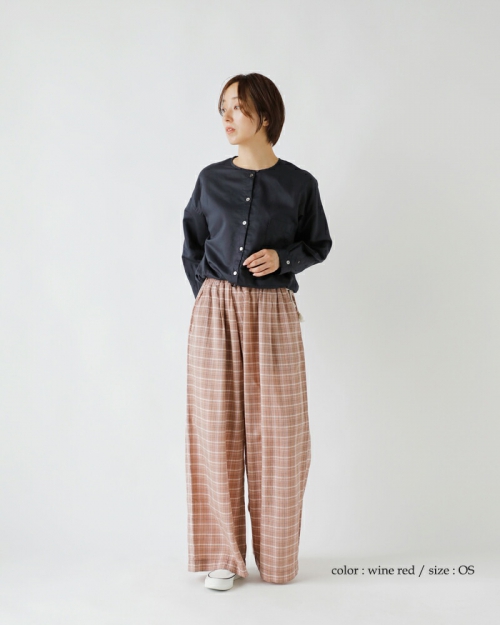 mahf コンフィーパンツ2 Wクロス2XL ブラウンチェック柄 チェックワイドパンツ（その他パンツ）｜FURFUR（ファーファー