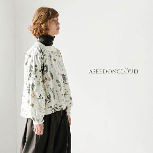 ASEEDONCLOUD アシードンクラウド コットン ティー ガーデン フラワー プリント フォグ コレクターズ ブラウス “Fog  collector's blouse” 242603-kk | iroma..aranciato