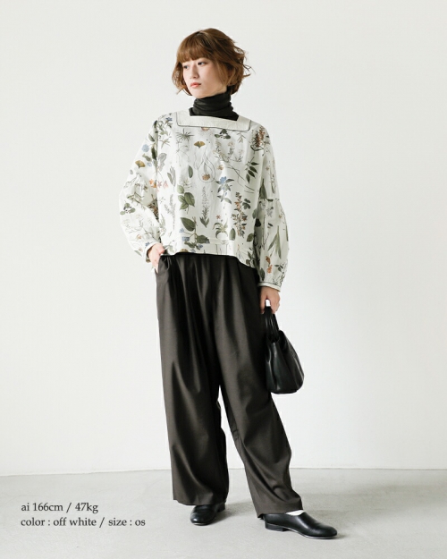 ASEEDONCLOUD アシードンクラウド コットン ティー ガーデン フラワー プリント フォグ コレクターズ ブラウス “Fog  collector's blouse” 242603-kk | iroma..aranciato