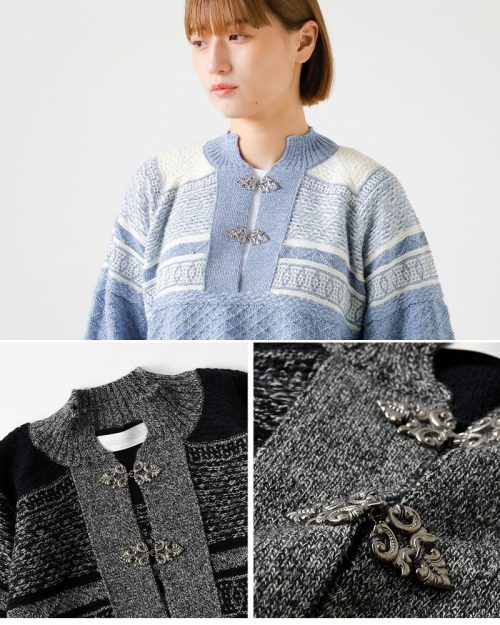 ASEEDONCLOUD アシードンクラウド フォギー ノルディック ニット ブラウス “Foggy nordic knit blouse”  242808-kk | iroma..aranciato