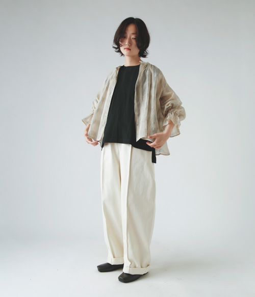 susuri ススリ コットン リネン シルク メロフォン ブラウス 25