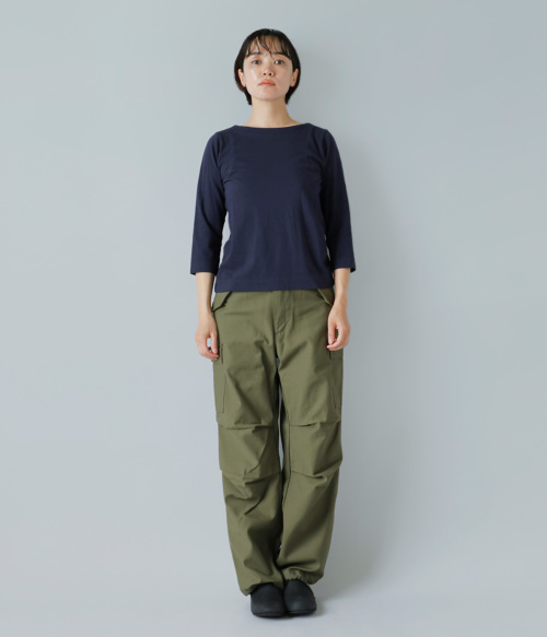 KINOTTO キノット タンギス綿 7分袖 ボートネック Tシャツ