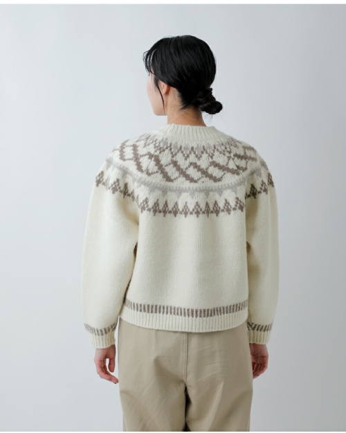 UNDYED アンダイド  ペルーハイランドウール クルーネック ノルディック ニット プルオーバー “NORDIC KNIT CREW” 25f209 レディース 2025aw新作 クーポン対象 30%OFF】 UNDYED アンダイド ペルーハイランドウール クルーネック