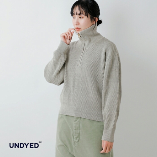 UNDYED アンダイド カラード オーガニックコットン 畦 ハーフジップ