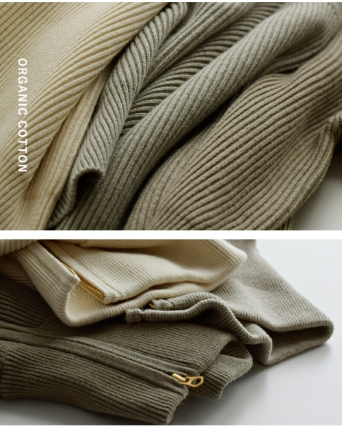 UNDYED アンダイド カラード オーガニックコットン 畦 ハーフジップ