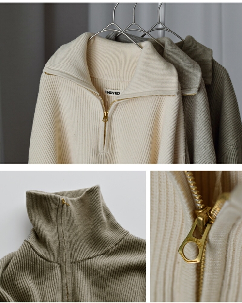 UNDYED アンダイド カラード オーガニックコットン 畦 ハーフジップ