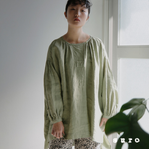 suro スロ リネン ショルダー ヨーク ギャザー チュニック 260101-02