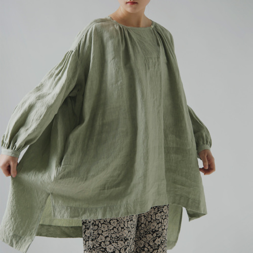 suro スロ リネン ショルダー ヨーク ギャザー チュニック 260101-02