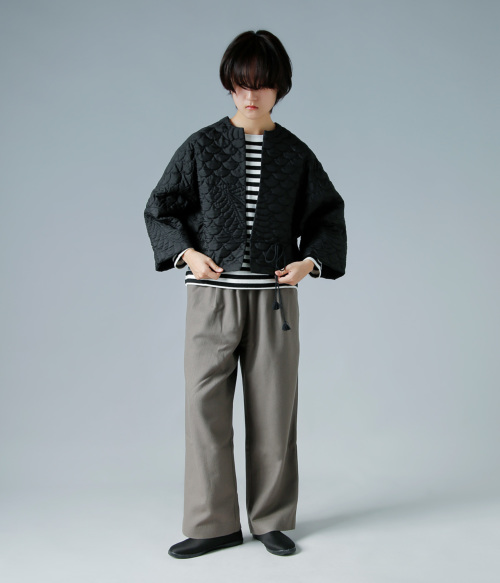 LINTONツイードノーカラージャケット《la veille
