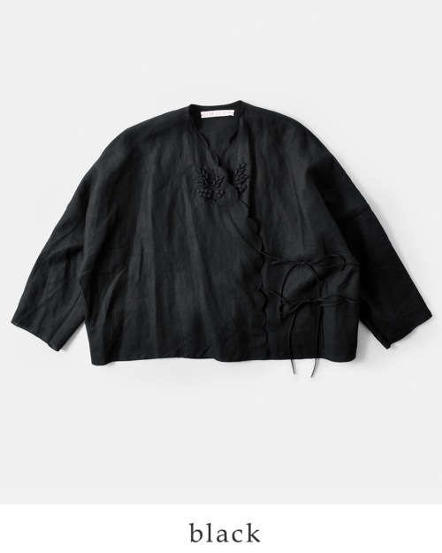 towavaseカシュクールvon voyageオールインワン黒 TOWAVASE トワヴァーズ ヨーロッパリネン カシュクール