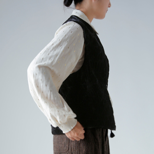 TOWAVASE トワヴァーズ ベルベット ペイズリー タッセル ベスト