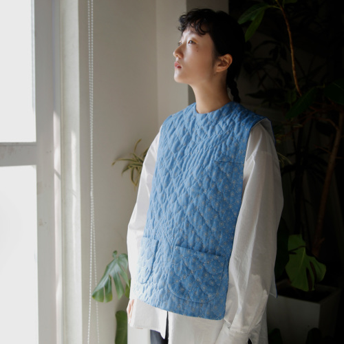 TOWAVASE トワヴァーズ リネン ダイストーンプリント ベスト “French