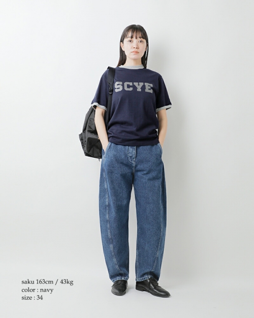 SCYE BASICS サイベーシックス ロゴ プリント リンガーTシャツ