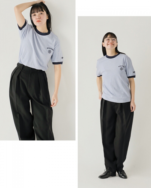 SCYE BASICS サイベーシックス　リンガーTシャツ Scye BASICS サイベーシックス コットンJersey プリントリンガー