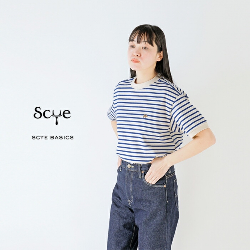 SCYE BASICS サイベーシックス コットン ボーダー 半袖 Tシャツ