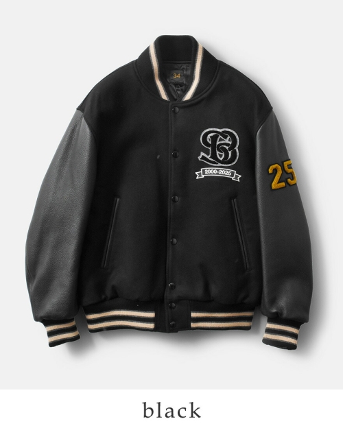 SCYE BASICE スタジャン 36サイズ グレー・ブラック SCYE BASICS Scye ワッペン付き 袖レザー スタジャン 36