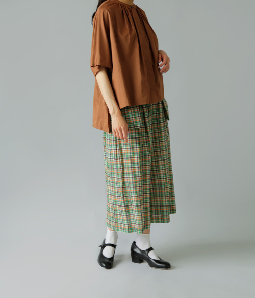 オールドマンズテーラー　チェックスカート R&D.M(オールドマンズテーラー) LINEN GINGHAM CHECK POCKET