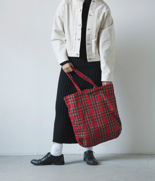 R & D.M.Co- オールドマンズテーラー リネン チェック トートバッグ