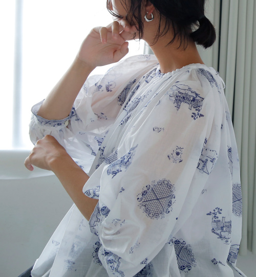 R&D.M.CO_オールドマンズテーラー カディコットンギャザースモックブラウス R&D.M.Co- / OLDMAN'S TAILOR GARMENT DYE LAWN GATHER SMOCK