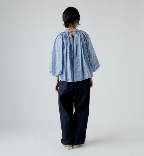 オールドマンズテーラーR&D.M.Co- デニムスモック ギャザーブラウス R & D.M.Co- オールドマンズテーラー コットン ギャザー スモック