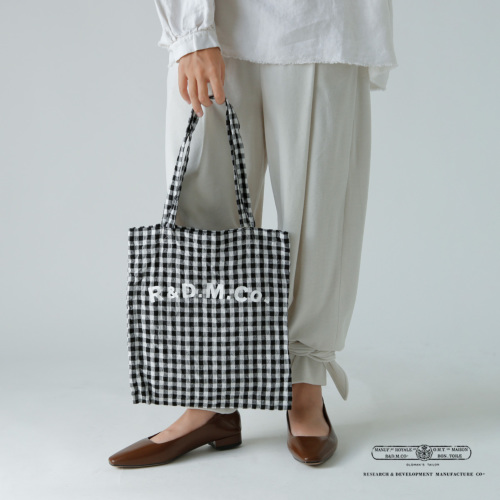 OLD MANS TAILOR チェック柄バッグ R & D.M.Co- オールドマンズテーラー リネン チェック トート